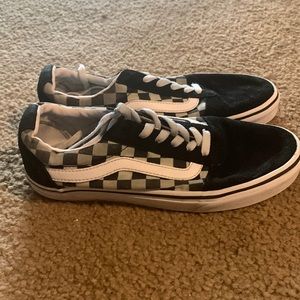 Black and Gray Checkered Vans
